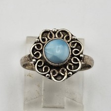 Sterling Silver 925 Larimar Ring Size 7