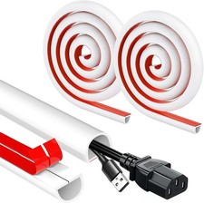 2 Pcs White Cable Trunking 1M-15 mm x 10 mm Soft PVC Wire Hider Half-round Cabl