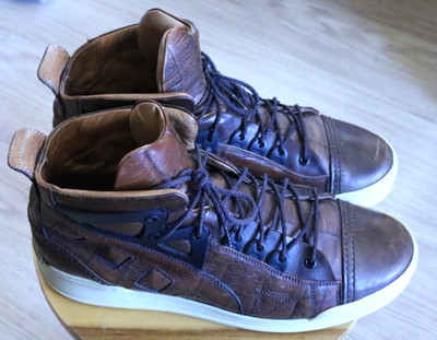 Barracuda Leather HighTop Sneakers Men Size 10 Made In Italy Pre Owned