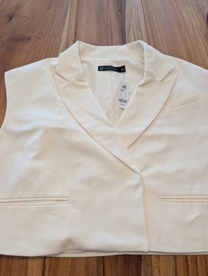 NY&C New York & Company Ivory Double-Breasted Lined Suit Vest Sleeveless XL