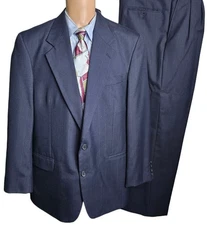 Kilburne and Finch Blue Stripe Wool Blend Suit Men 40R 36x32 Classic Business