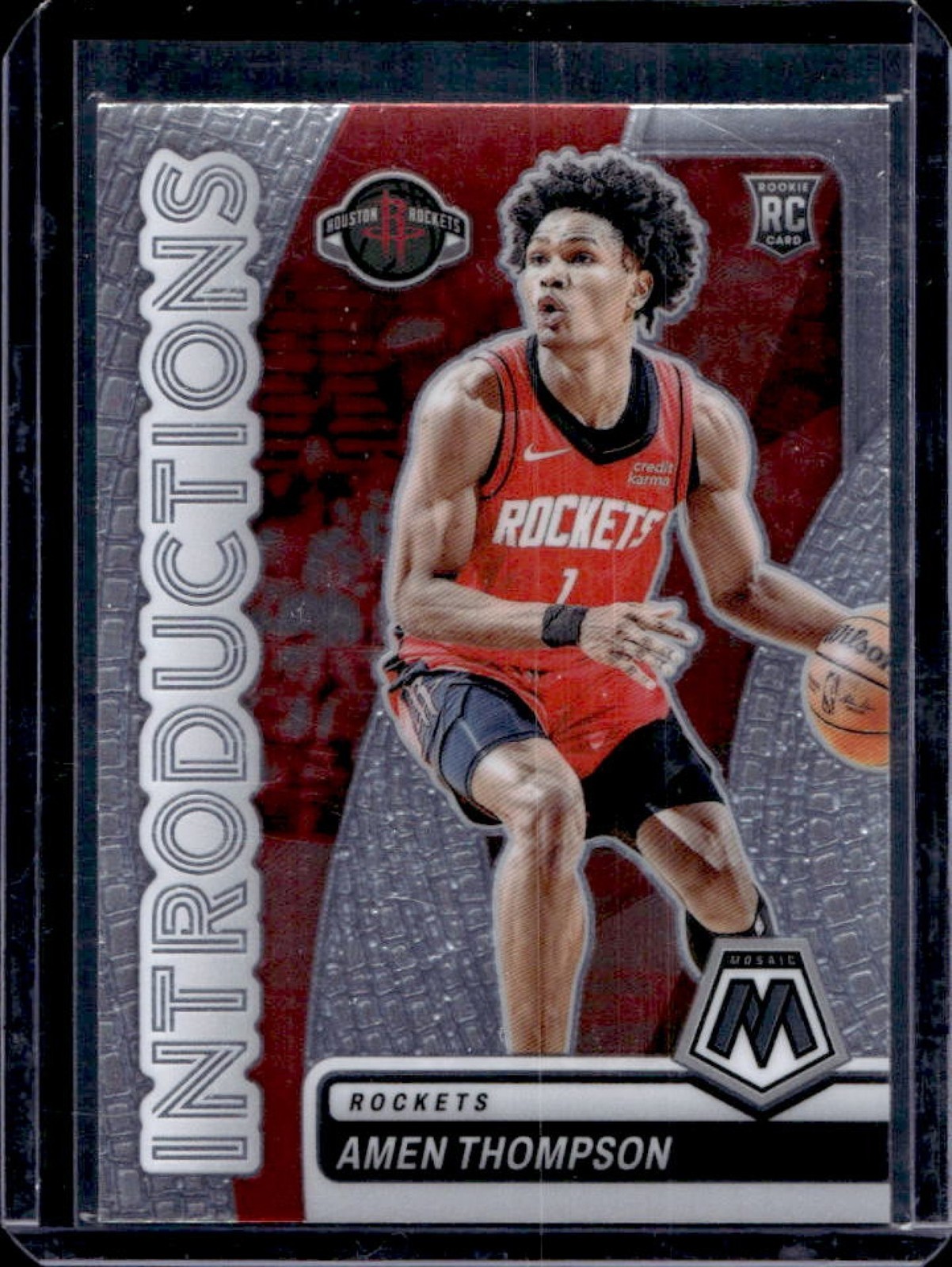 2023-24 Mosaic Amen Thompson Introductions RC Rookie #3 Rockets