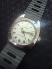 Timex Vintage Manual Wind Cushion Unisex Watch White Dial Date Black Rubber Band