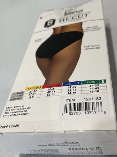 Felina Women's 8-Pack Cotton Stretch Hi-Cut Full Coverage Panties, Multicolor, M - Picture 4 of 4