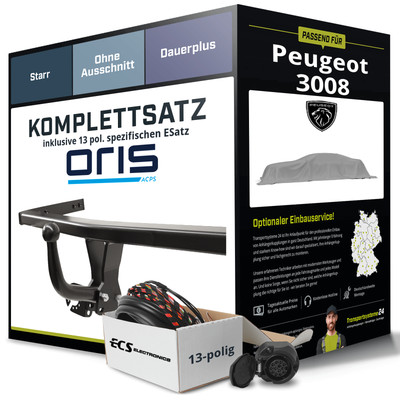 Für PEUGEOT 3008 I Typ 0U Anhängerkupplung starr +eSatz 13pol 09-17 NEU