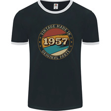 69th Birthday Vintage Made In 1957 Mens Ringer T-Shirt FotL