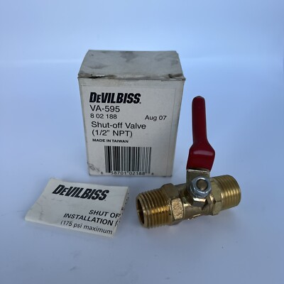#ad New DeVilbiss DV802188 AUTOMOTIVE Painting VA 595 SHUT OFF VALVE 1 2 NPT C2 $38.98