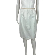Vintage Half Slip Women's Small White Lingerie Skirt Lace Side Slit Monsanto