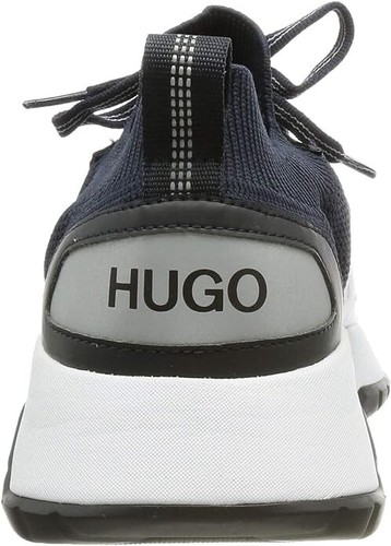Trainers HUGO Mens Dark Blue Casual Sneakers With Logo - Atom Runn Size 11 - Picture 3 of 7
