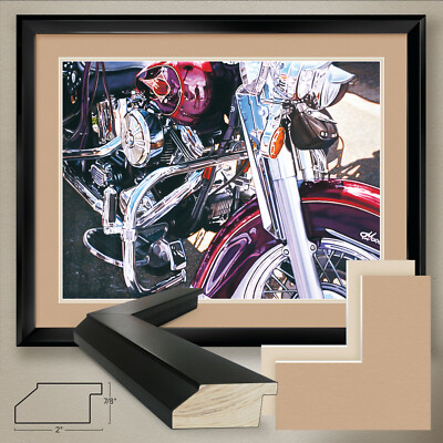 40W''x32H'' PURPLE HARLEY by TOM BLACKWELL - DAVIDSON DOUBLE MATTE, GLASS & FRAME