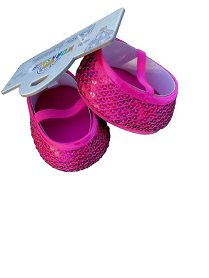 Build a Bear Shoes - Fuchsia Pink Sequin Flats Dressy Mary Jane Shoes - NEW