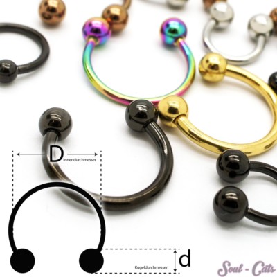 1 Stück Piercing Piercingring offen Captive Hufeisen Ring Ohr Lippe