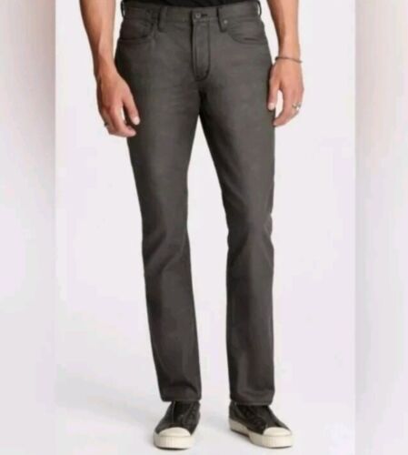 NWT John Varvatos Bowery Coated Cotton Stretch Slim Straight Jeans