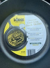 NEW Lodge Cast Iron Wildlife Series 8" Cast Iron Skillet Duck Engraving Limited 