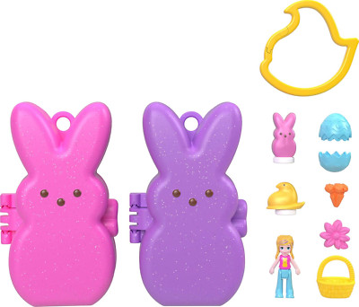 Polly Pocket x Peeps Partnership Compact 6 Micro Dolls & 2 Playsets Accessories 