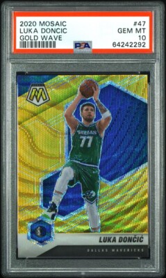 2020-21 Panini Mosaic Luka Doncic Gold Wave Prizm SSP #47 2020-21 Panini Mosaic Luka Doncic Gold Wave Prizm SSP #47