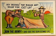 Military Comic Join The Army Bugler Postcard c1940