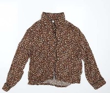 M S Womens Brown Animal Print Viscose Blend Top Pyjama Top Size 8 Button