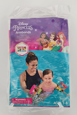 Disney Princess Inflatable Arm Bands Swim Floaties Water Pool Kids Age 3-6 NEW