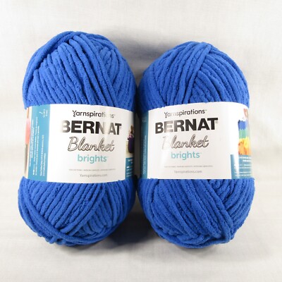 Bernat Blanket Brights Big Ball Yarn ROYAL BLUE Lot of 2 Skeins 161212 Polyester