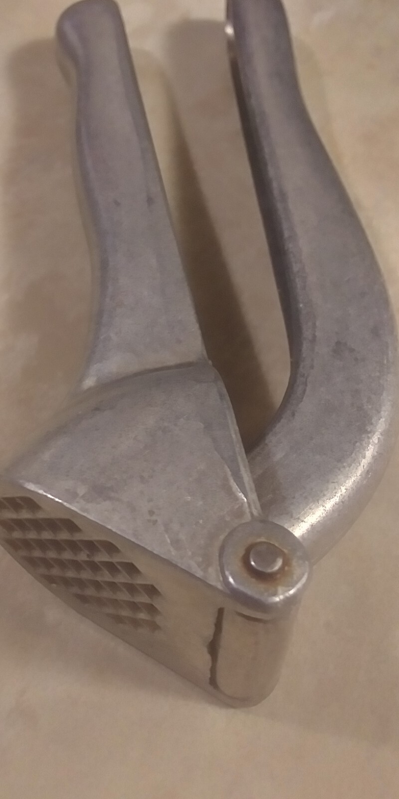 VINTAGE Cast Aluminum Garlic Press Made in Italy 6" long/11" long