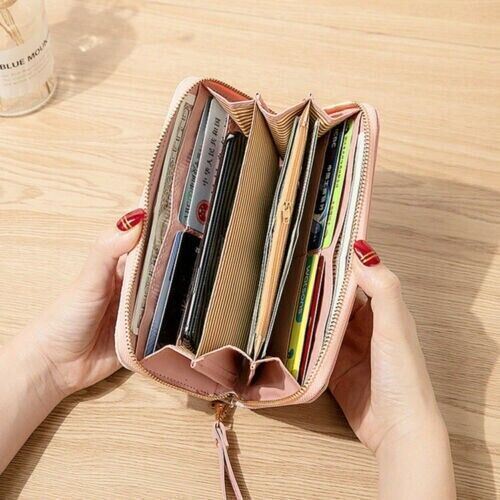 Women Glitter Leather Wallet Zip Purse Card Phone Holder Case Clutch Handbag - Picture 10 of 16