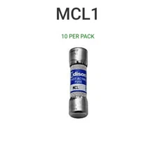 MCL1 EDISON FUSE MIDGET FAST ACTING 600V 1A, 10 Fuses p/ pack