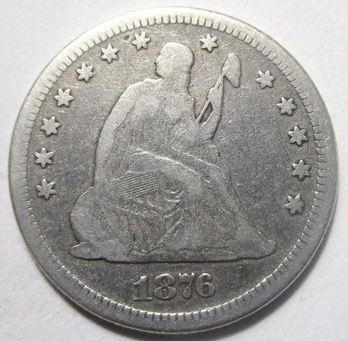 1876 Seated Liberty Quarter Fine