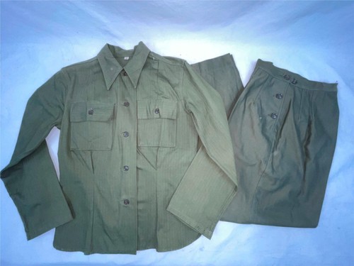 DE COLECCIÓN AÑOS 40 SEGUNDA GUERRA MUNDIAL DEADSTOCK MUJER EJÉRCITO VERDE MILITAR UNIFORME HBT CAMISA DE MEZCLILLA PANTALONES - Imagen 3 de 19