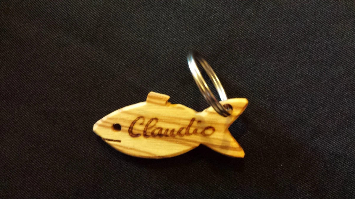 Portachiavi In Legno A Forma Di Pesce – Ciondolo Talismano Portafortuna Per Pesca – Regalo Uomo Pescatore - 2