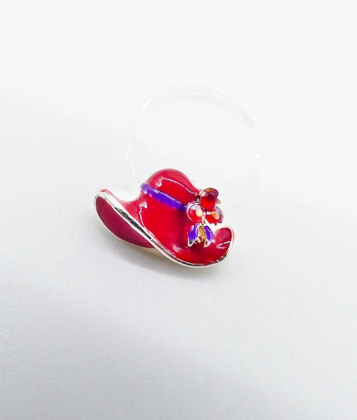 ADORABLE Red Hat Society Lacquer Enamel Crystals Invisible PETITE Toe Ring NEW - Image 2 of 3