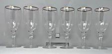 LENOX MONROE  6 CRYSTAL ICED TEA GLASSES 8" TALL WITH GOLD RIM ***STUNNING**