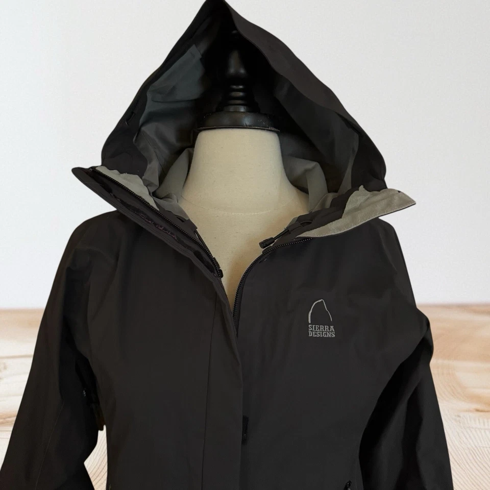 Sierra Designs Black Hurricane Jacket Sz S Womens Wind and Rain Resistant Hooded - Imagem 2 de 4