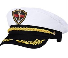 Cotton Captain Sequin Hat ADJUSTABLE/ FESTIVE/COTTON WHITE/ FESTIVE WEAR, Gifts