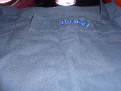 Williams Sonoma navy  twill  kids children's   Apron  mono Brody New 