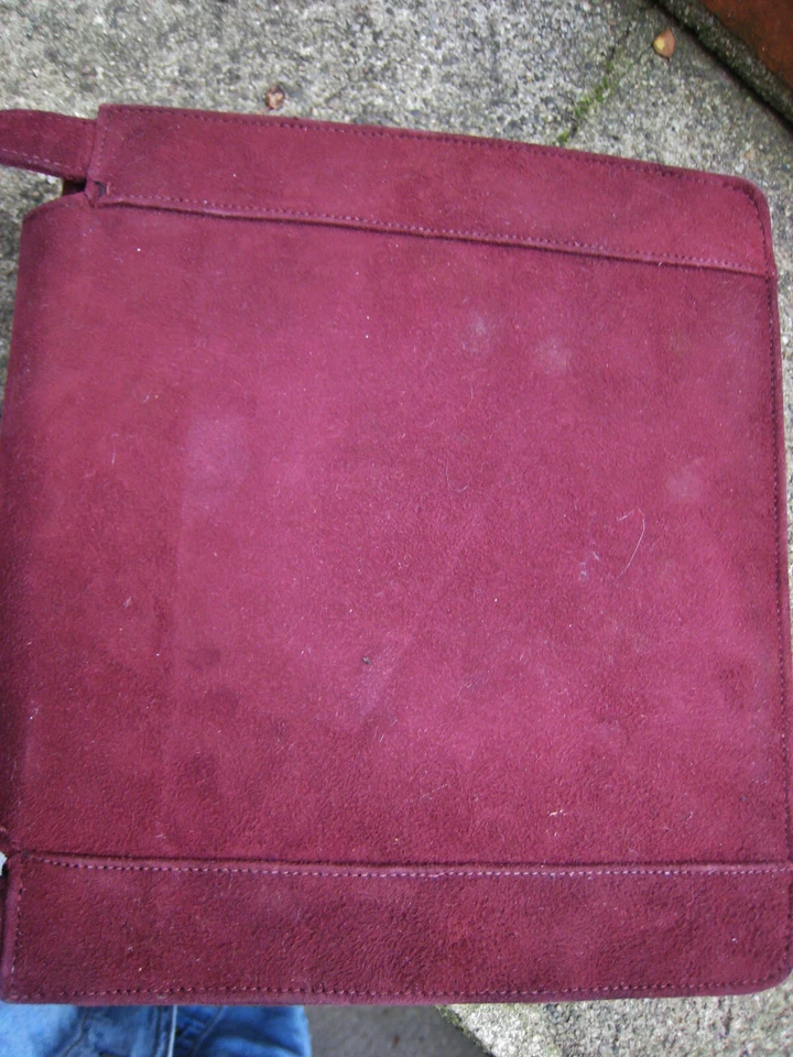 SAC porté main Vintage 1930 FERMOIR ART DECO vELOURS de CUIR POURPRE/BORDEAUX - Photo 4/4