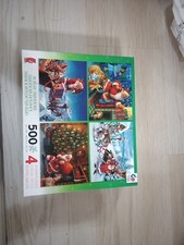 Ceaco 4 in 1 Christmas 4 500 Pc Puzzles Santa Tree Sleigh Chimney 100 Complete