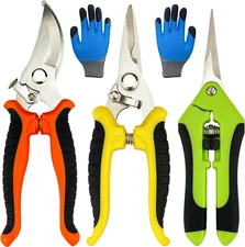 4pc Pruning Garden Shears w Gloves Clippers Handheld Steel Snips  Pruners Tools