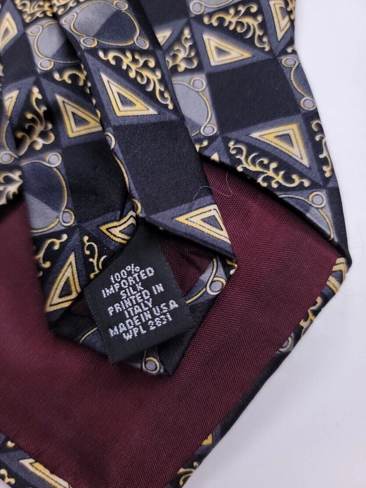 Gravata formal masculina Zylos George Machado 56"Lx3.75"W preta/cinza - Imagem 4 de 4