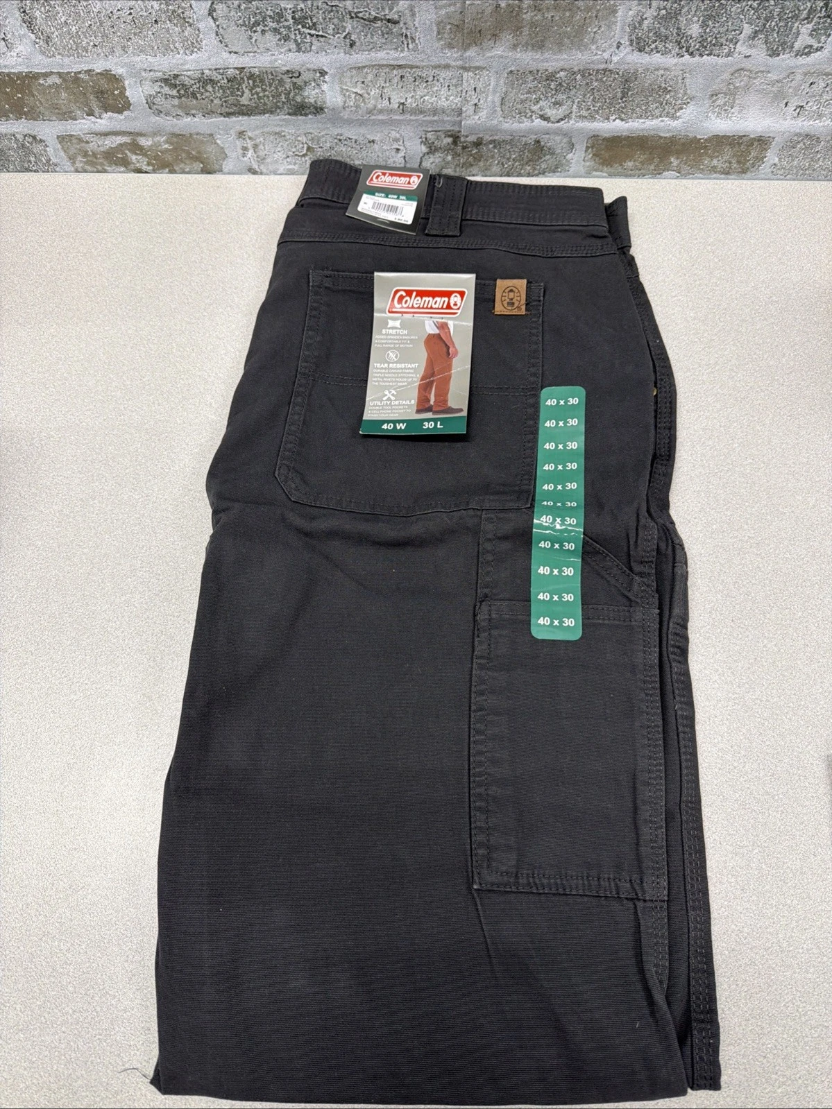Coleman Men's Durable Canvas Tear Resistant Utility Pants 40x30 Gray