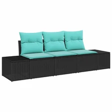 Garden Sofa Set with Storage 3 pcs Poly Rattan Outdoor Furniture Lounge vidaXL