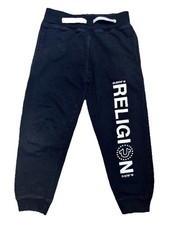True Religion Kids Jogger Sweatpants Size 5 Black Fleece Logo Drawstring Pants