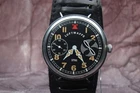 GERMAN PILOT LUFTWAFFE MILITARY WATCH WAR2 WW2 TYPE serviced working w strap 3