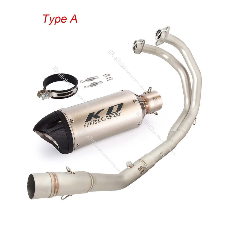For Yamaha YZF R3 2015-2023 MT-03 16-23 Whole Exhaust Front Pipe Black Muffler - Image 2 of 4