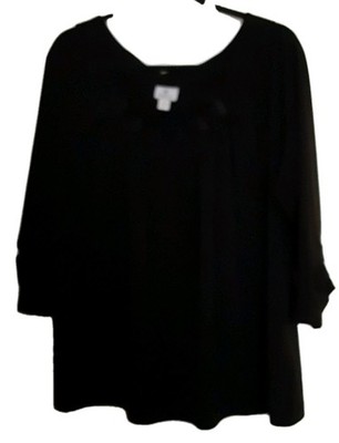 Worthington Womans Plus Top Size 1X Black 3/4 Sleeve