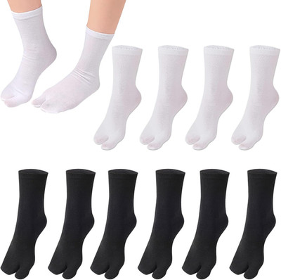 Tabi Socken Zehensocken für Damen & Herren mit Zweiteiler-Design   6 Paar   Schw