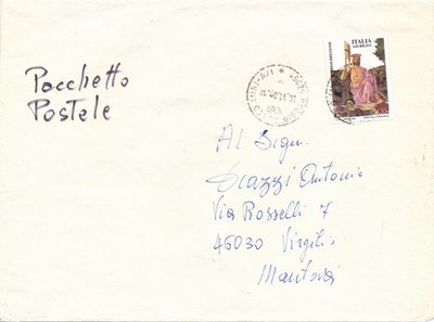 Italy 2000 Postal package envelope Piero della Francesca 1200 l. no.2467 isolated