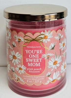 *NEW* PINK PEACH BLOSSOM ~ 8oz. SINGLE WICK CANDLE  ~ Bath & Body Works