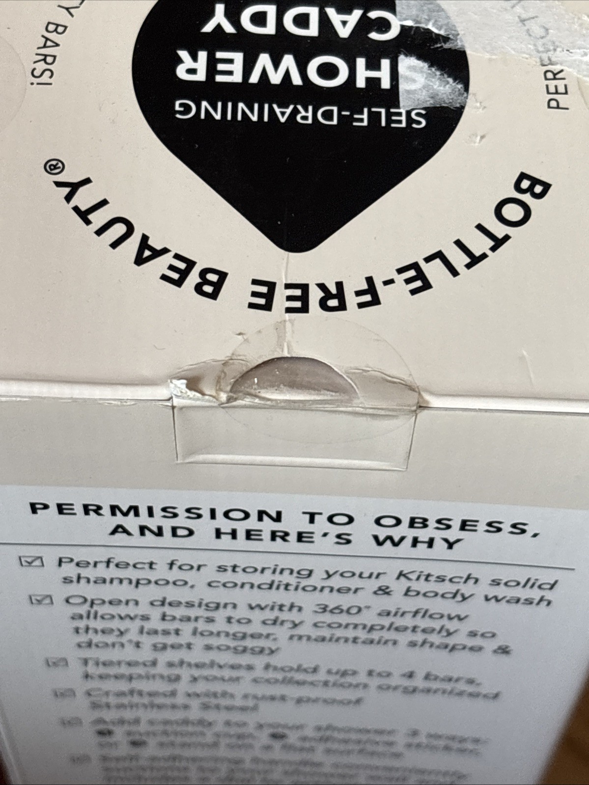 Kitsch Self Draining Shower Caddy w/ Suction Cup Rust Proof Bar Soap Holder New