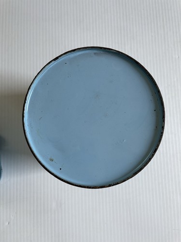 Vintage Light Blue Enamel Canister Rustic Enamelware Country Farmhouse Storage - Picture 7 of 13